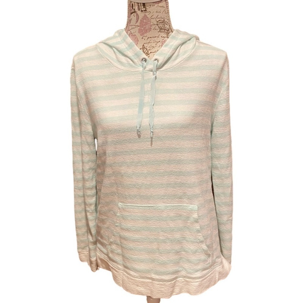 Jones New York Striped Long Sleeve Pullover Hoodie Size Medium